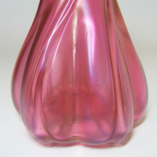 (image for) Art Nouveau 1900's Iridescent Pink Glass Antique Vase - Click Image to Close