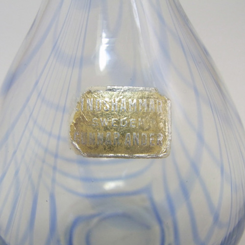 Lindshammar 60s Swedish Blue Glass Vase by Gunnar Ander - Click Image to Close