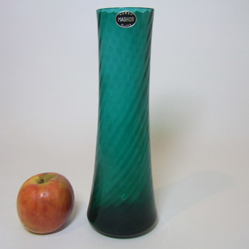 (image for) Magnor Scandinavian 70's Green Glass Vase - Labelled - Click Image to Close