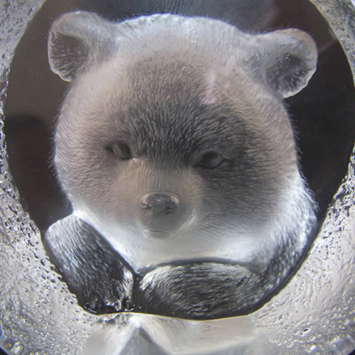 (image for) Mats Jonasson #3332 Glass Paperweight Bear Sculpture - Signed - Click Image to Close