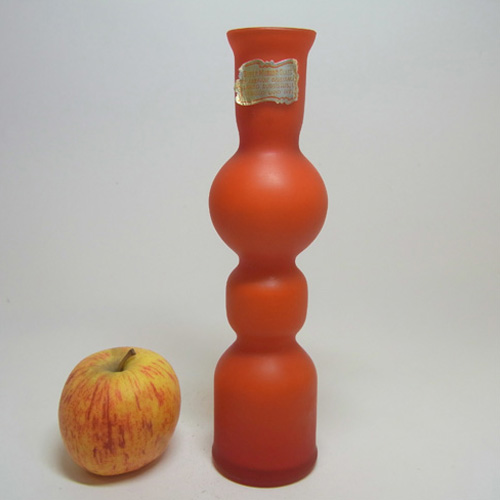 Carlo Moretti Satinato Orange Murano Glass Vase - Label - Click Image to Close