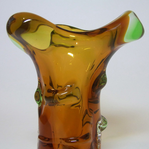 (image for) Mstisov/Moser Czech Amber & Green Glass Organic Vase - Click Image to Close