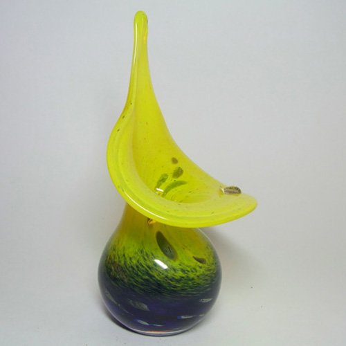 Mtarfa Yellow + Blue Art Glass Jack in the Pulpit Vase - Click Image to Close