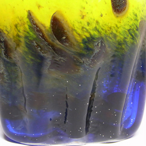 Maltese Mtarfa Organic Yellow + Blue Art Glass Vase - Click Image to Close