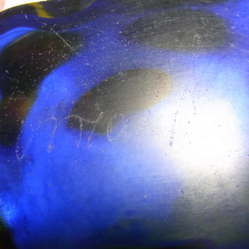 Maltese Mtarfa Organic Yellow + Blue Art Glass Vase - Click Image to Close
