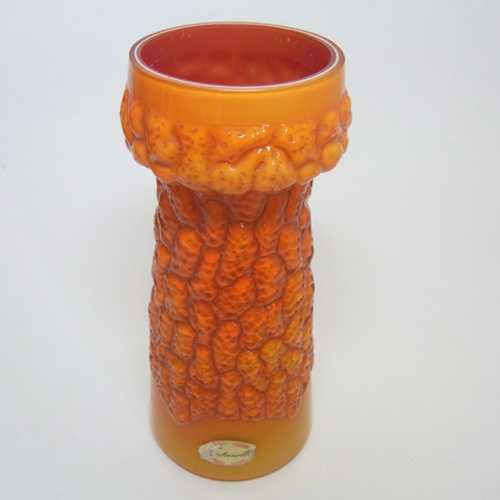 (image for) Italian Fontanella Textured Orange Glass Vase - Label - Click Image to Close
