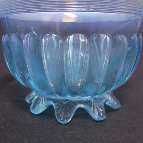 Davidson 1900s Blue Pearline Glass 'Lady Caroline' Bowl - Click Image to Close