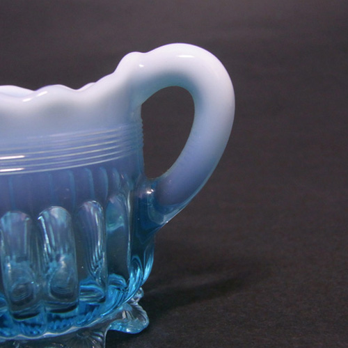 Davidson 1900s Blue Pearline Glass 'Lady Caroline' Jug - Click Image to Close