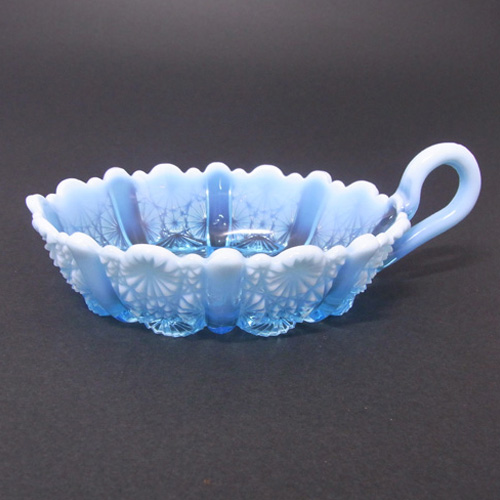 Davidson 1900 Blue Pearline Glass Lady Chippendale Bowl - Click Image to Close