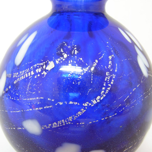 (image for) Phoenician Blue & White Maltese Glass Vase - Signed - Click Image to Close