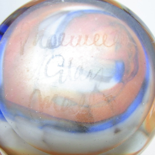 Phoenician Maltese Orange + Blue Glass Vase - Signed - Click Image to Close
