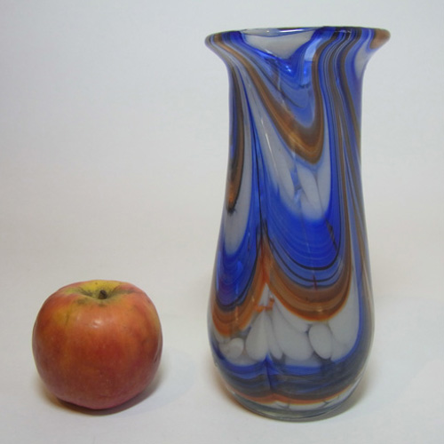 (image for) Phoenician Maltese Orange + Blue Glass Vase - Signed - Click Image to Close