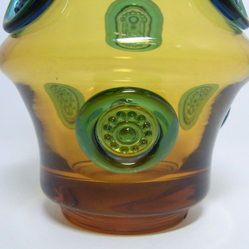 Prachen 1970s Amber + Blue Glass Vase - Josef Hospodka - Click Image to Close