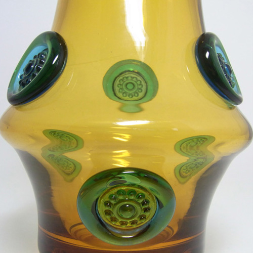 Prachen 1970s Amber + Blue Glass Vase - Josef Hospodka - Click Image to Close