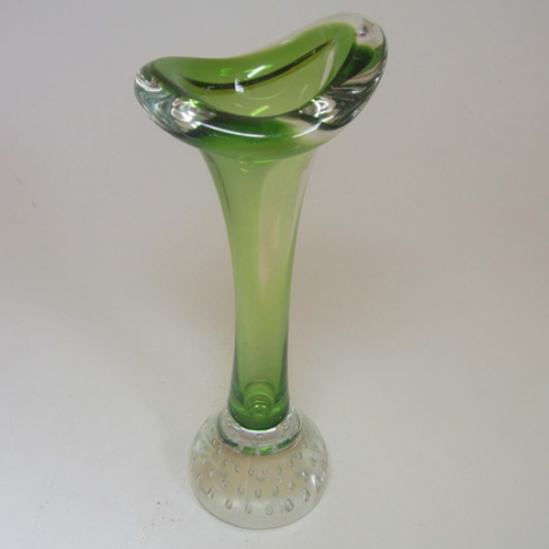 (image for) Swedish Aseda Green Glass Jack In The Pulpit/Bone Vase - Click Image to Close