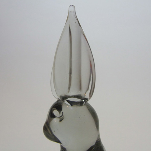 Reijmyre Swedish Smoky Glass Rabbit - Labelled - Click Image to Close