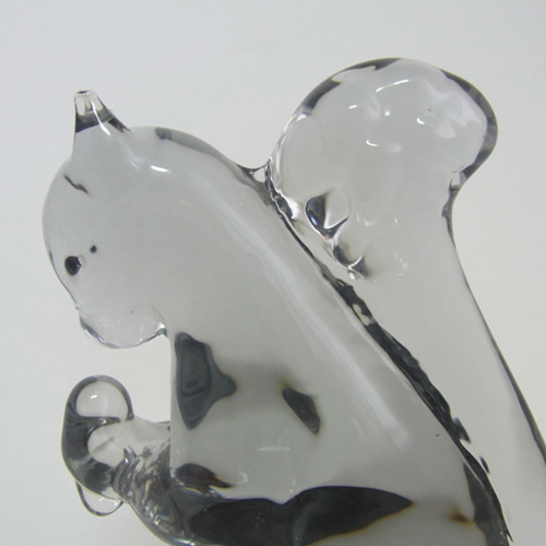 Reijmyre Swedish Smoky Grey Glass Squirrel - Labelled - Click Image to Close