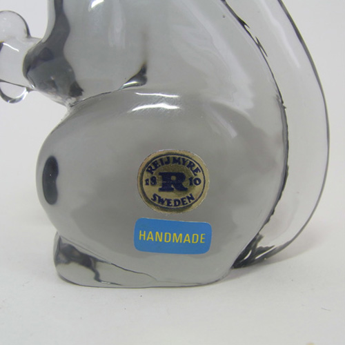 (image for) Reijmyre Swedish Smoky Grey Glass Squirrel - Labelled - Click Image to Close