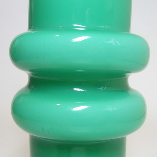 Scandinavian / Swedish Retro Green Cased Glass Hooped Vase - Click Image to Close