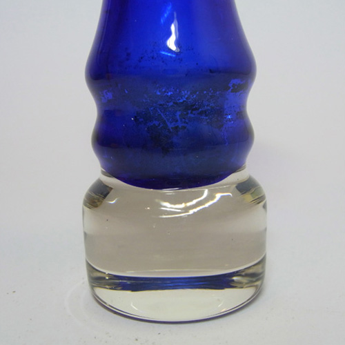 (image for) Sea Glasbruk 1970's Swedish Blue Cased Glass Stem Vase - Click Image to Close