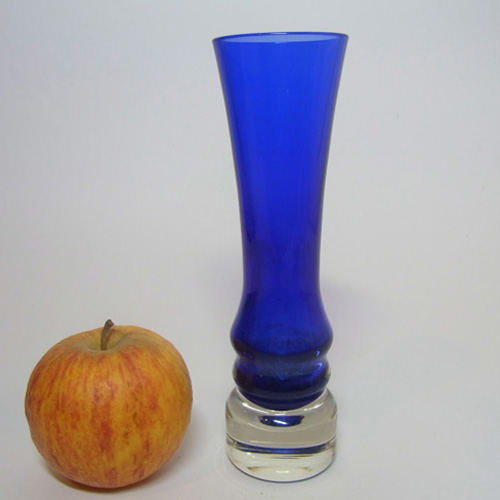 Sea Glasbruk 1970's Swedish Blue Cased Glass Stem Vase - Click Image to Close