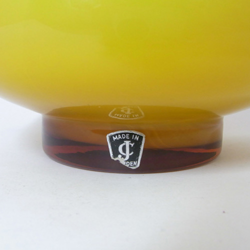 (image for) JC 1970's Swedish/Scandinavian Amber Cased Glass Vase - Click Image to Close