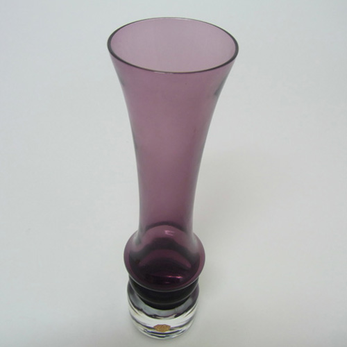 Sea Glasbruk 1970s Swedish Purple Glass Vase - Labelled - Click Image to Close
