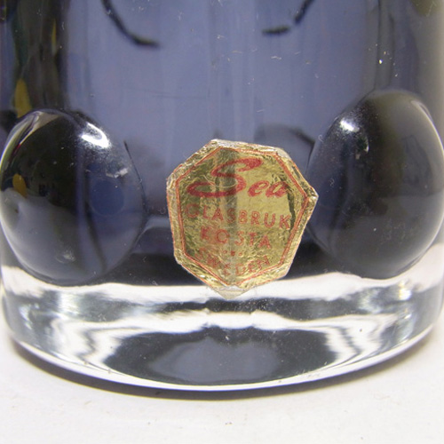 (image for) Sea Glasbruk/Kosta Swedish Purple Glass Vase - Labelled - Click Image to Close