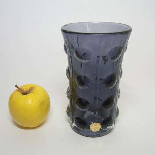 Sea Glasbruk/Kosta Swedish Purple Glass Vase - Labelled - Click Image to Close