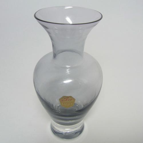 Sea Glasbruk 1970s Swedish Smoky Glass Vase - Labelled - Click Image to Close