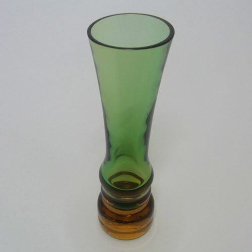 (image for) Sea Glasbruk 1970's Swedish Green & Amber Glass Vase - Click Image to Close