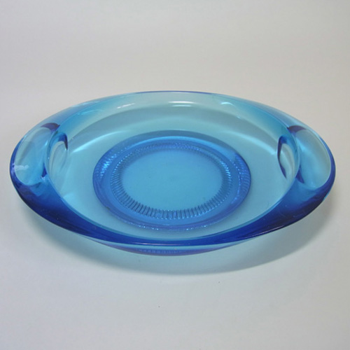 Sklo Union Rudolfova Hut Blue Glass Bowl - Adolf Matura - Click Image to Close