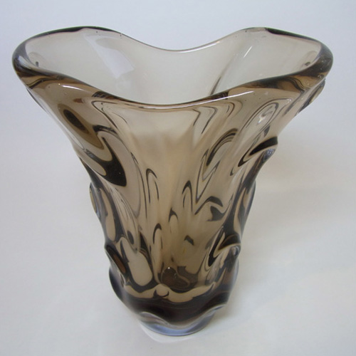 Skrdlovice #5630 Czech Amber & Blue Glass Vase by Jindrich Beránek - Click Image to Close