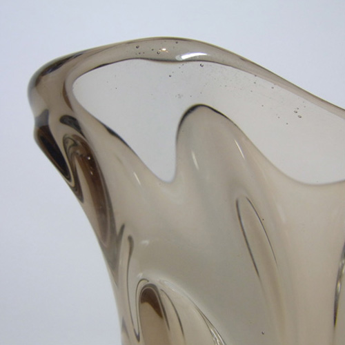 (image for) Skrdlovice #5630 Czech Amber & Blue Glass Vase by Jindrich Beránek - Click Image to Close