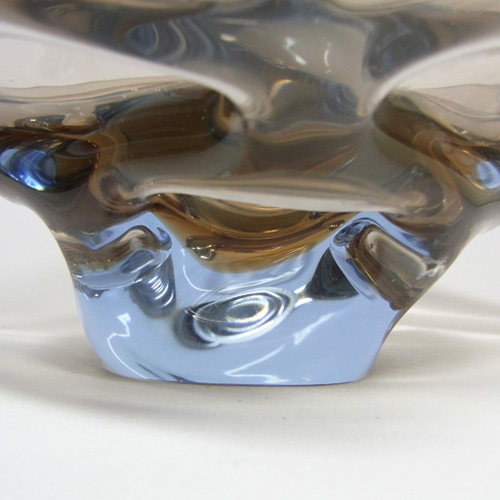 Skrdlovice #5547 Czech Amber & Blue Glass Bowl by Bohuslav Beránek - Click Image to Close