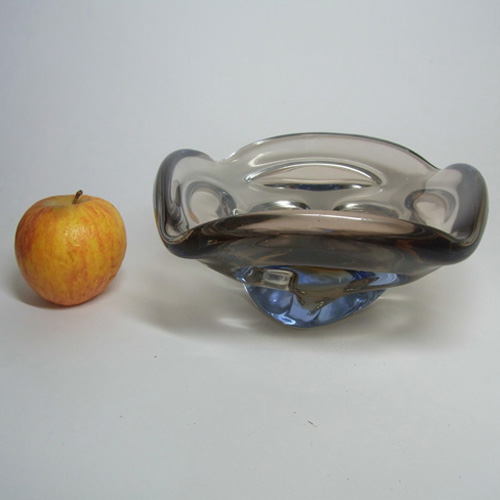 Skrdlovice #5547 Czech Amber & Blue Glass Bowl by Bohuslav Beránek - Click Image to Close