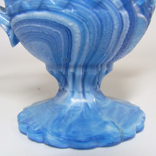 (image for) Victorian 1890's Blue Malachite/Slag Glass Jug - Click Image to Close