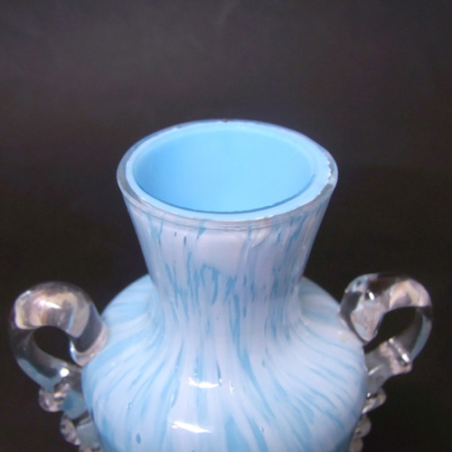 Welz Bohemian Blue & White Spatter Glass Trophy Vase - Click Image to Close