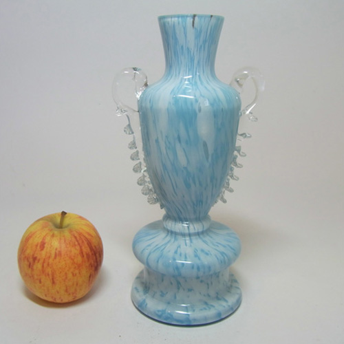 (image for) Welz Bohemian Blue & White Spatter Glass Trophy Vase - Click Image to Close