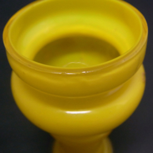 Victorian 1890's Bohemian Enamelled Yellow Glass Vase - Click Image to Close