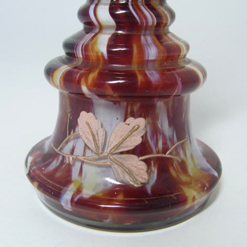 Welz Bohemian Brown & White Marbled Glass Vase - Click Image to Close