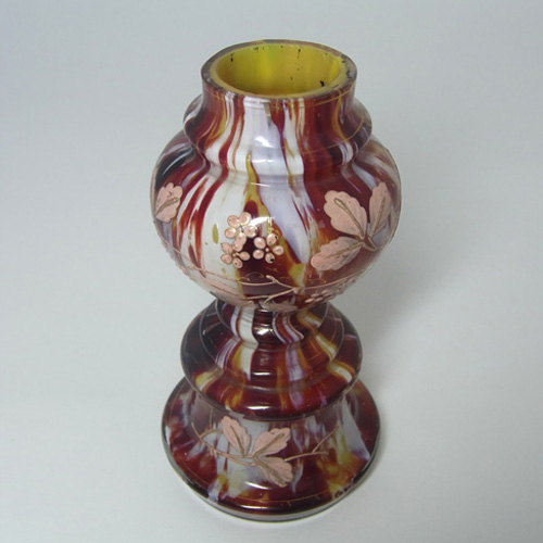 (image for) Welz Bohemian Brown & White Marbled Glass Vase - Click Image to Close
