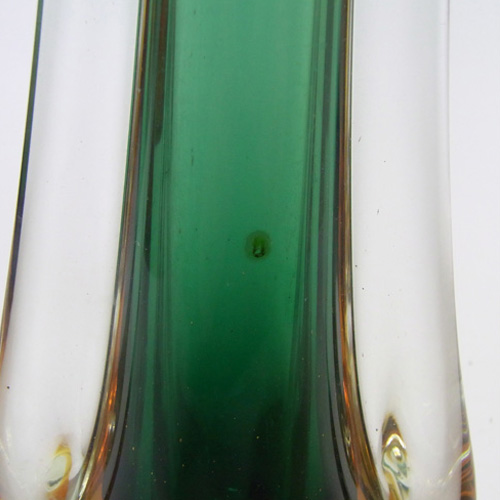 (image for) Tall Murano/Sommerso Green & Amber Glass Stem Vase - Click Image to Close