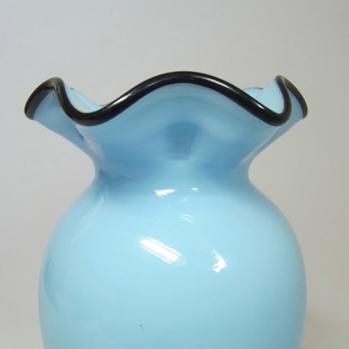 (image for) 1930's Bohemian Retro Blue & Black Tango Glass Vase - Click Image to Close