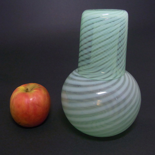 (image for) Victorian Uranium Striped Green Glass Carafe & Tumbler - Click Image to Close