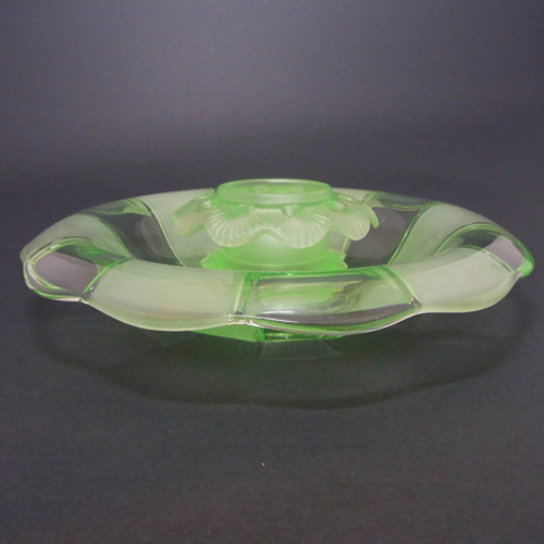 Walther Art Deco Uranium Glass 'Gorlitz' Bowl & Frog - Click Image to Close