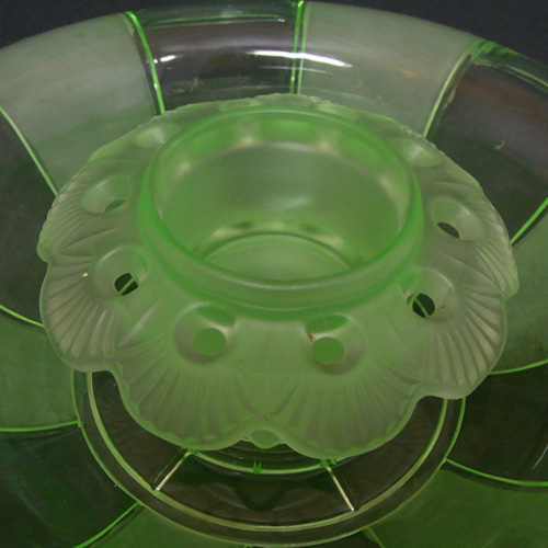Walther Art Deco Uranium Glass 'Gorlitz' Bowl & Frog - Click Image to Close