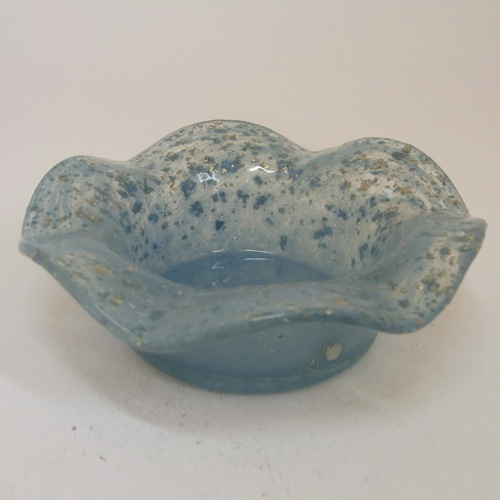 (image for) Vasart Signed Blue Mottled Glass Silver Mica Bowl B021 - Click Image to Close