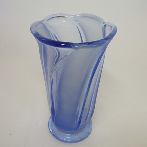 1930s Walther & Söhne Art Deco Blue Glass 'Primus' Vase - Click Image to Close