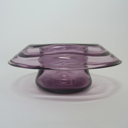 (image for) Thomas Webb Amethyst Glass 'Venetian Ripple' Posy Bowl - Marked - Click Image to Close